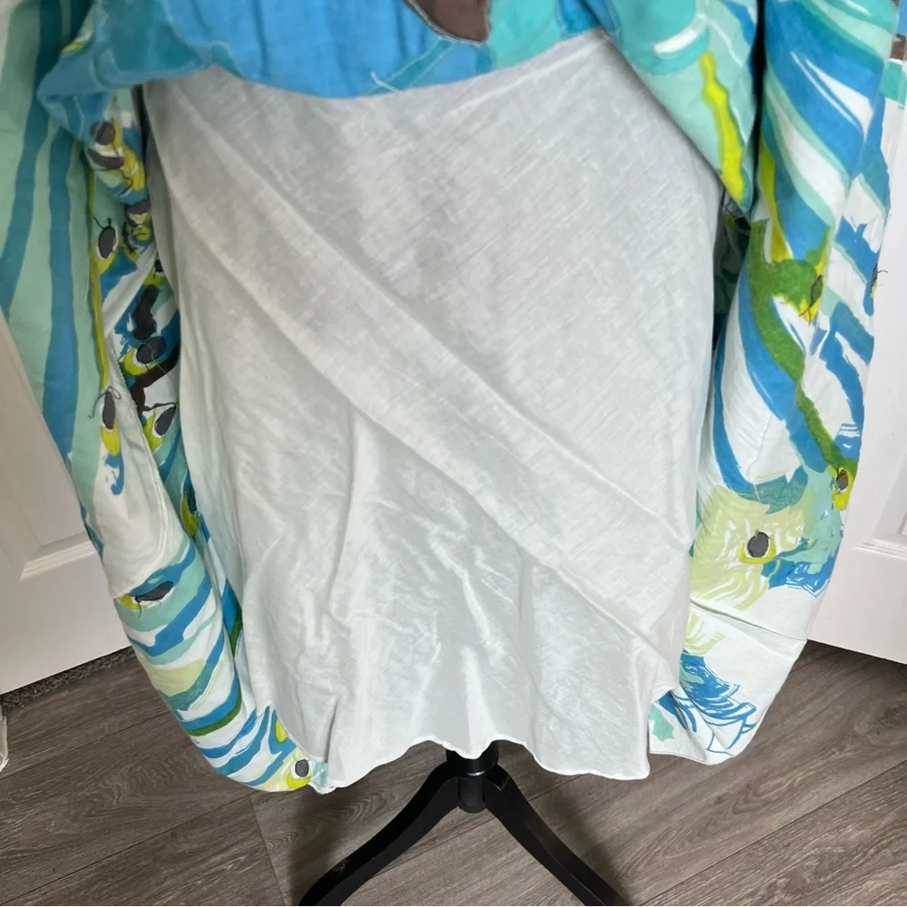 🦚 Vintage Bebe Vintage Flared Sequined Blue & Green Peacock Skirt Size Medium - Picture 6 of 7